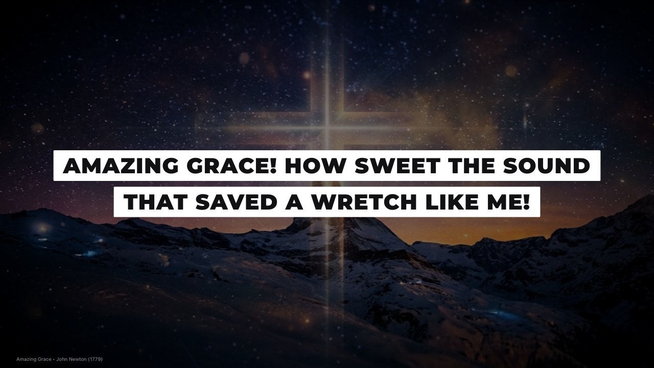 Lyrics on the projector screen